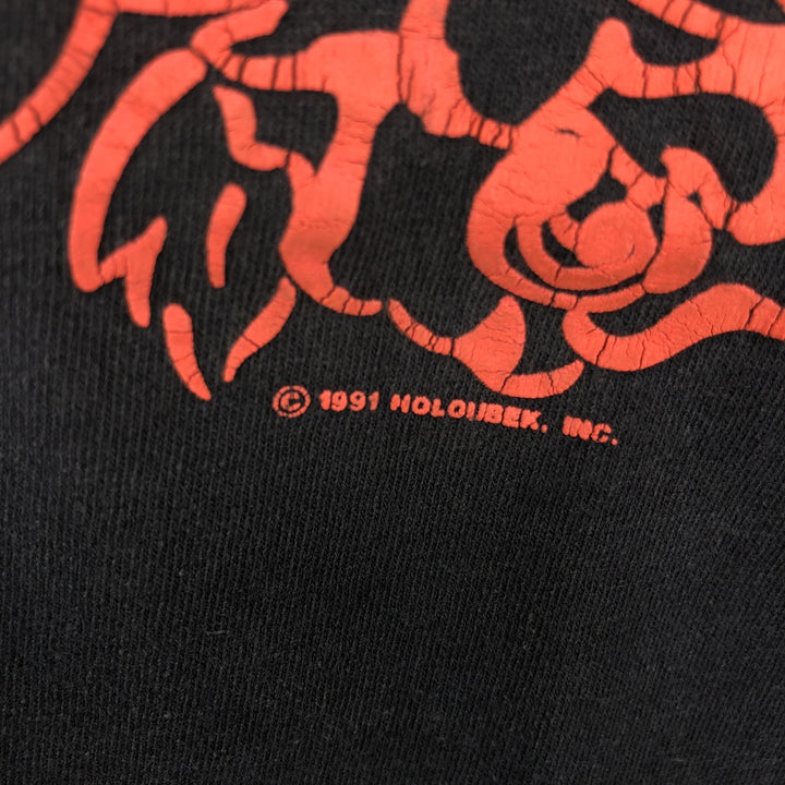 90'S Harley-Davidson Floral Motorcycle T-Shirt, Made in USA, Men's Size M (Equivalent), Vintage cotton black type Vintage Second Hand