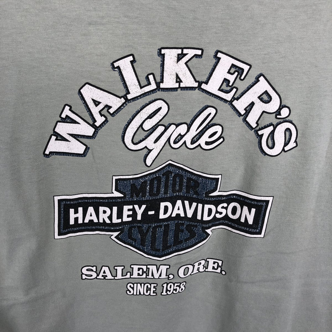 90'S Harley Davidson Eagle Pattern Motorcycle Bike T-shirt Men's XL Vintage unclear Khaki type sage green Vintage Second Hand
