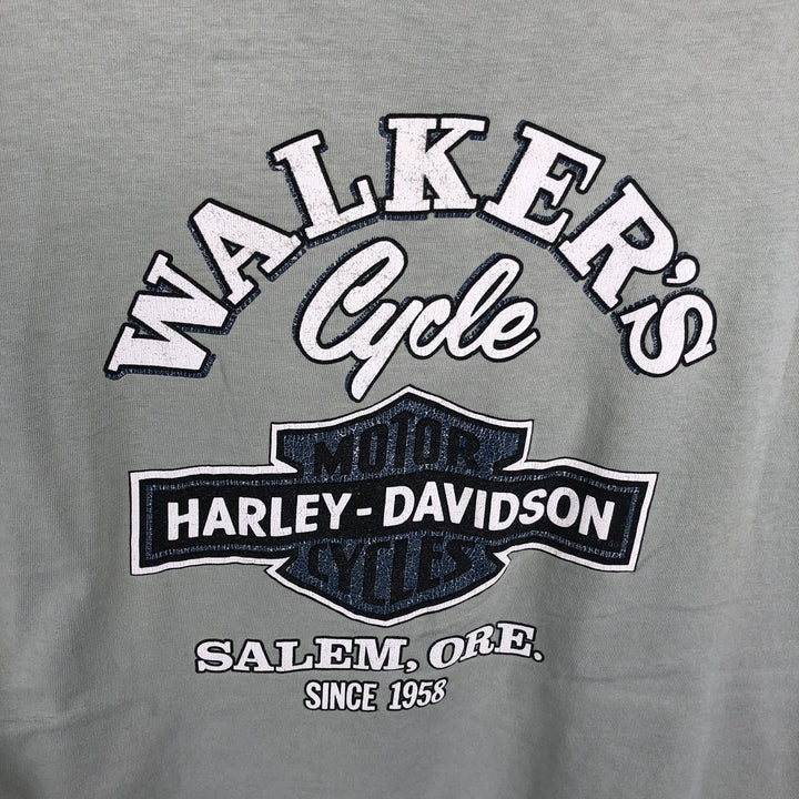 90'S Harley Davidson Eagle Pattern Motorcycle Bike T-shirt Men's XL Vintage unclear Khaki type sage green Vintage Second Hand