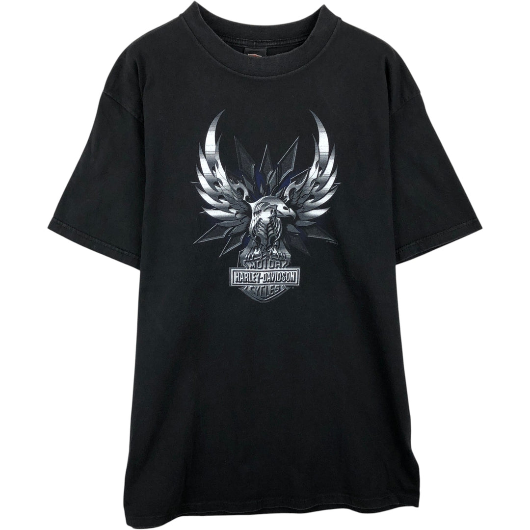90'S Harley-Davidson Eagle Pattern Motorcycle T-Shirt, Made in USA, Men's XL (approx.), Vintage cotton black type Vintage Second Hand