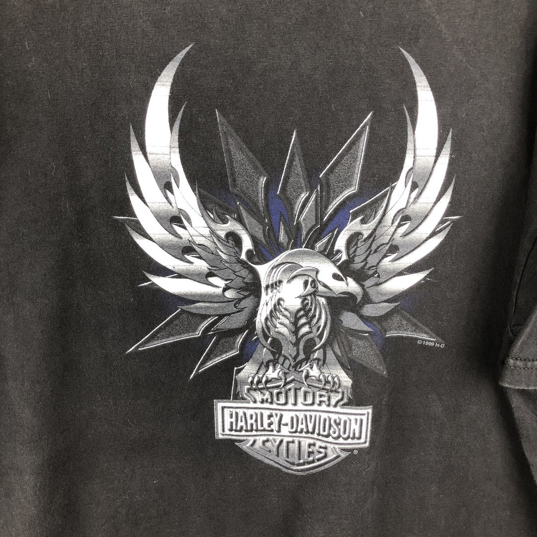 90'S Harley-Davidson Eagle Pattern Motorcycle T-Shirt, Made in USA, Men's XL (approx.), Vintage cotton black type Vintage Second Hand