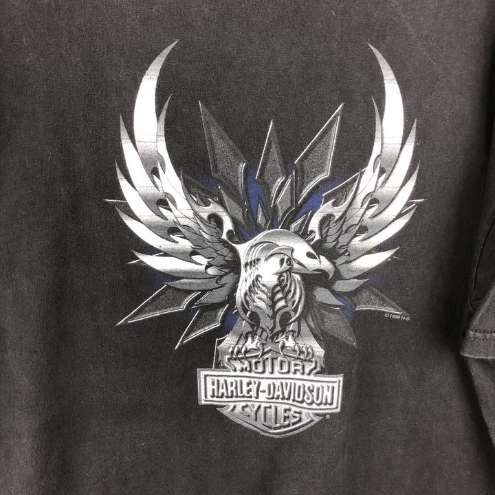 90'S Harley-Davidson Eagle Pattern Motorcycle T-Shirt, Made in USA, Men's XL (approx.), Vintage cotton black type Vintage Second Hand