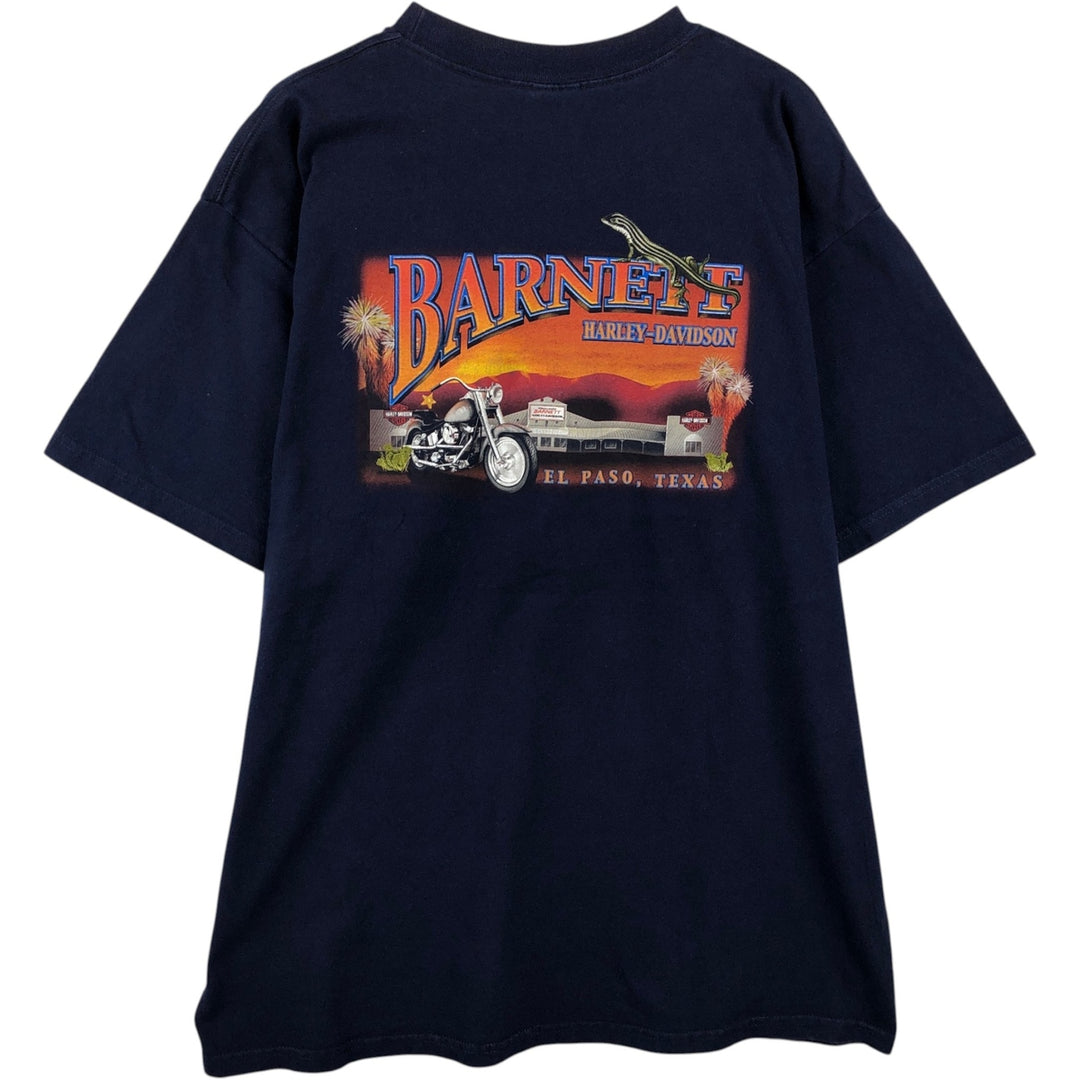 2000'S Harley-Davidson Eagle Pattern American Flag Motorcycle T-Shirt, Made in USA, Men's XL (approx.) cotton navy blue type Vintage Second Hand