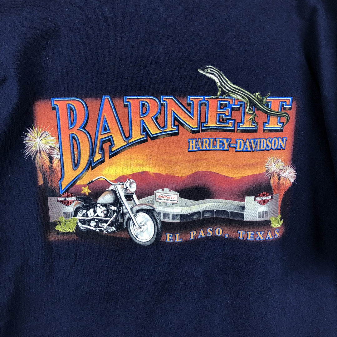 2000'S Harley-Davidson Eagle Pattern American Flag Motorcycle T-Shirt, Made in USA, Men's XL (approx.) cotton navy blue type Vintage Second Hand