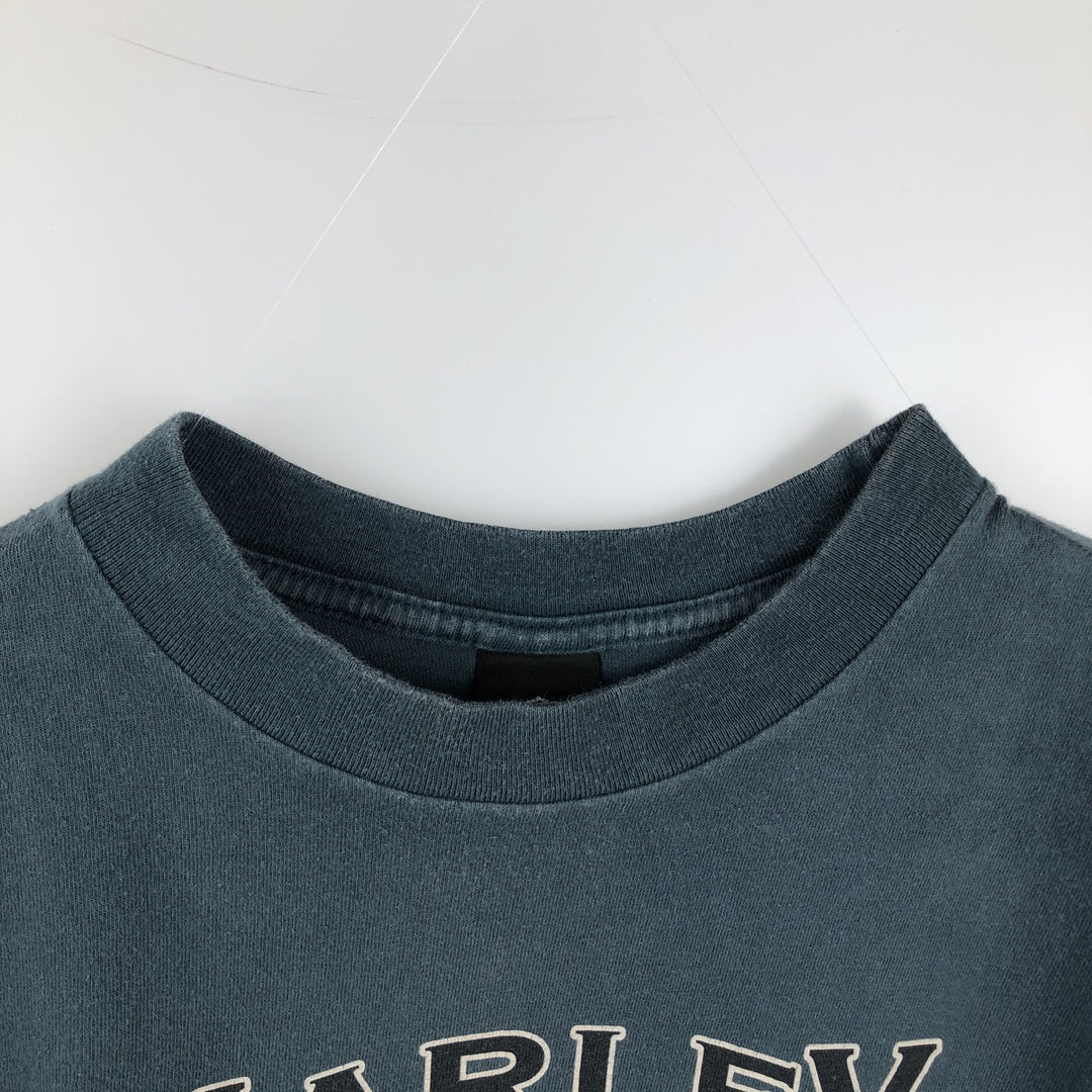 90'S Harley-Davidson American flag pattern motorcycle t-shirt, made in USA, men's size L equivalent, vintage. cotton Blue type light blue Vintage Second Hand
