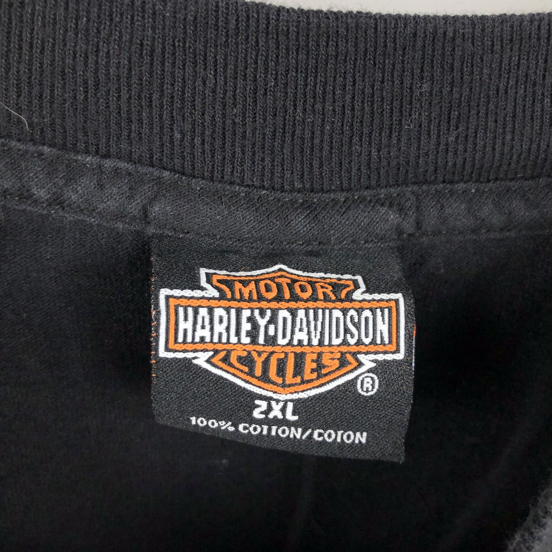 2000'S Harley-Davidson Eagle Pattern American Flag Motorcycle T-Shirt, Made in USA, Men's XXL equivalent. cotton black type Vintage Second Hand