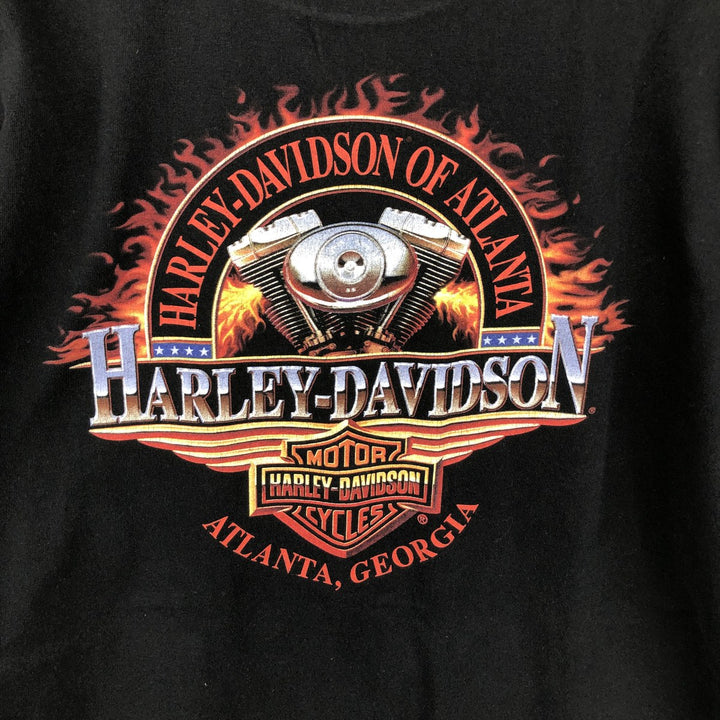 2000'S Harley-Davidson Eagle Pattern American Flag Motorcycle T-Shirt, Made in USA, Men's XXL equivalent. cotton black type Vintage Second Hand