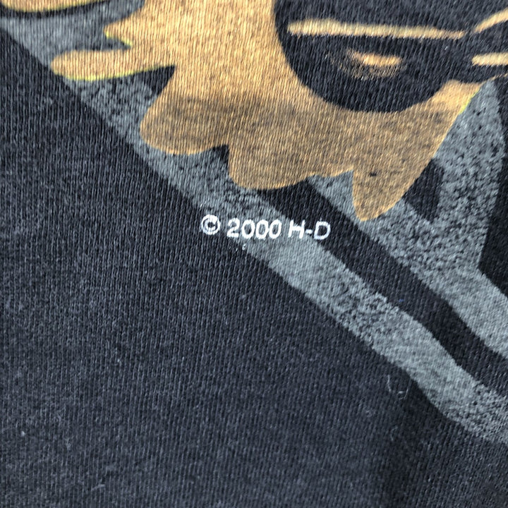 2000'S Harley-Davidson Eagle Pattern American Flag Motorcycle T-Shirt, Made in USA, Men's XXL equivalent. cotton black type Vintage Second Hand