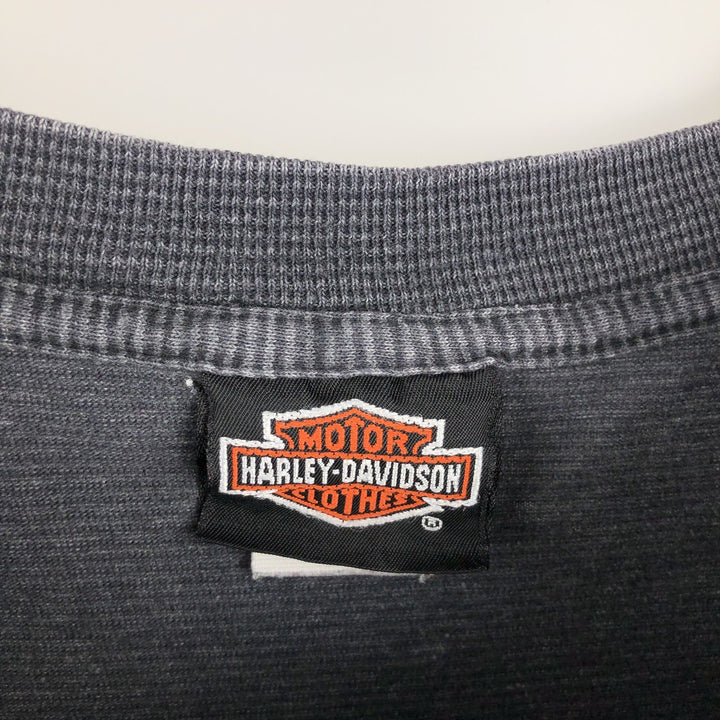 90'S Harley-Davidson Border Pattern Motorcycle T-Shirt, Made in USA, Men's XXL equivalent, Vintage cotton Charcoal Vintage Second Hand