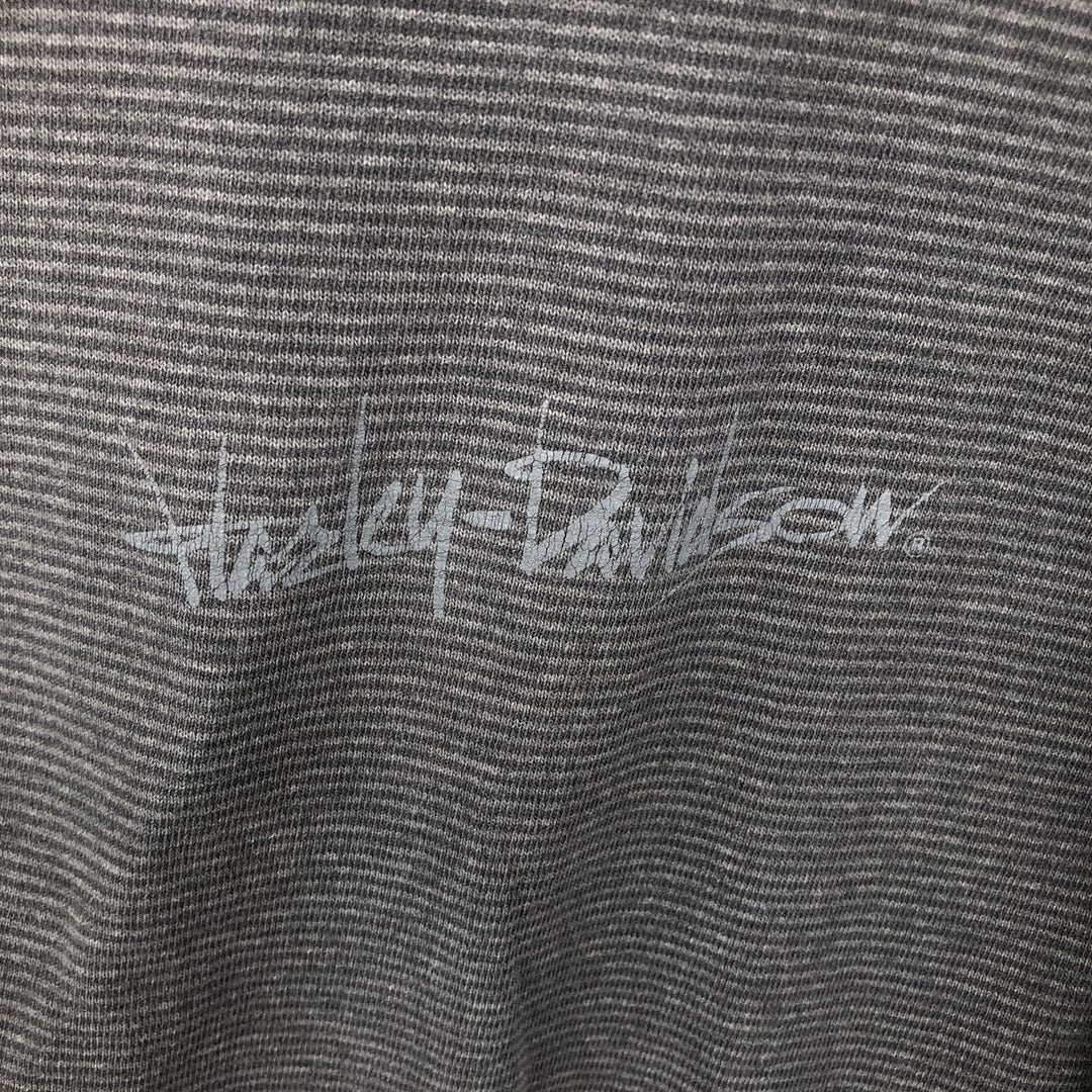90'S Harley-Davidson Border Pattern Motorcycle T-Shirt, Made in USA, Men's XXL equivalent, Vintage cotton Charcoal Vintage Second Hand