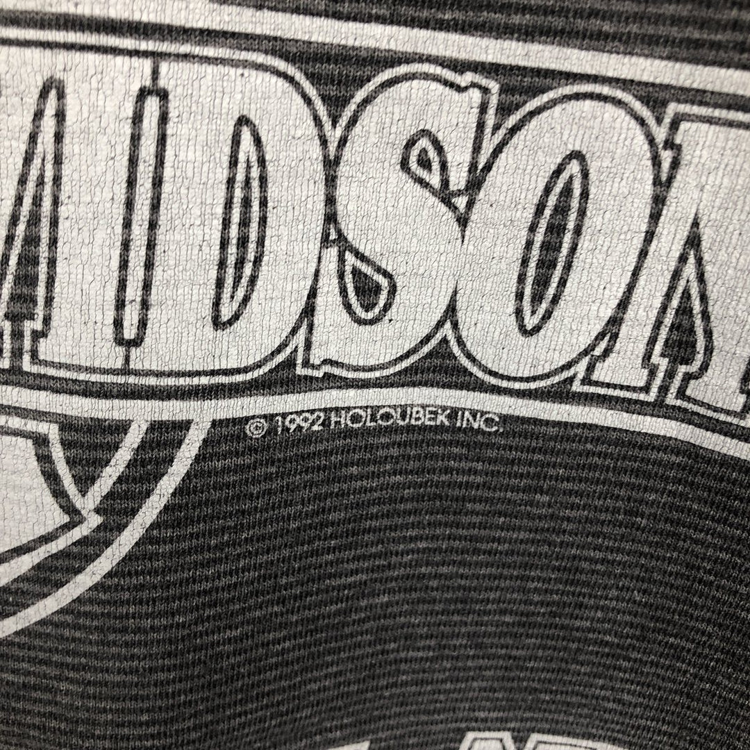 90'S Harley-Davidson Border Pattern Motorcycle T-Shirt, Made in USA, Men's XXL equivalent, Vintage cotton Charcoal Vintage Second Hand