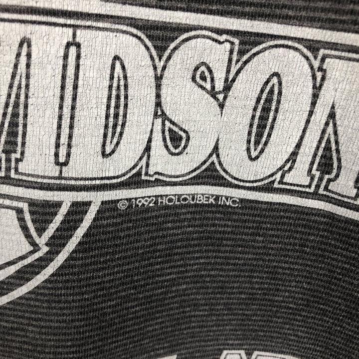 90'S Harley-Davidson Border Pattern Motorcycle T-Shirt, Made in USA, Men's XXL equivalent, Vintage cotton Charcoal Vintage Second Hand