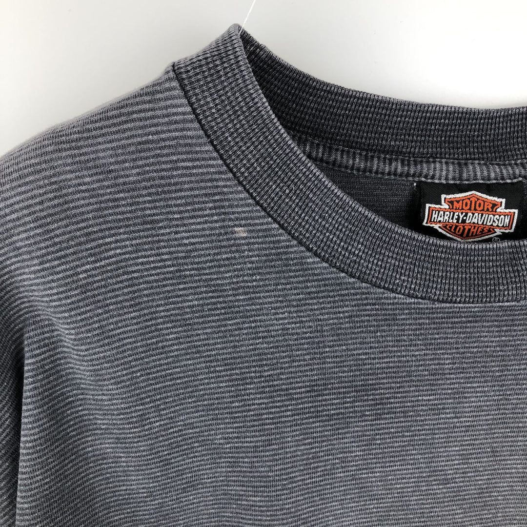 90'S Harley-Davidson Border Pattern Motorcycle T-Shirt, Made in USA, Men's XXL equivalent, Vintage cotton Charcoal Vintage Second Hand