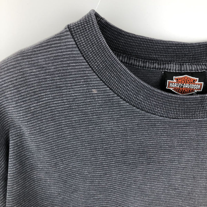 90'S Harley-Davidson Border Pattern Motorcycle T-Shirt, Made in USA, Men's XXL equivalent, Vintage cotton Charcoal Vintage Second Hand