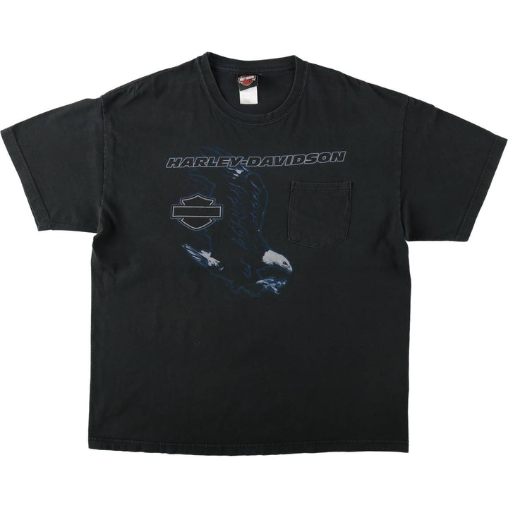 00'S Harley-Davidson Eagle Pattern Motorcycle Bike T-shirt Made in USA Men's XL cotton Charcoal Vintage Second Hand