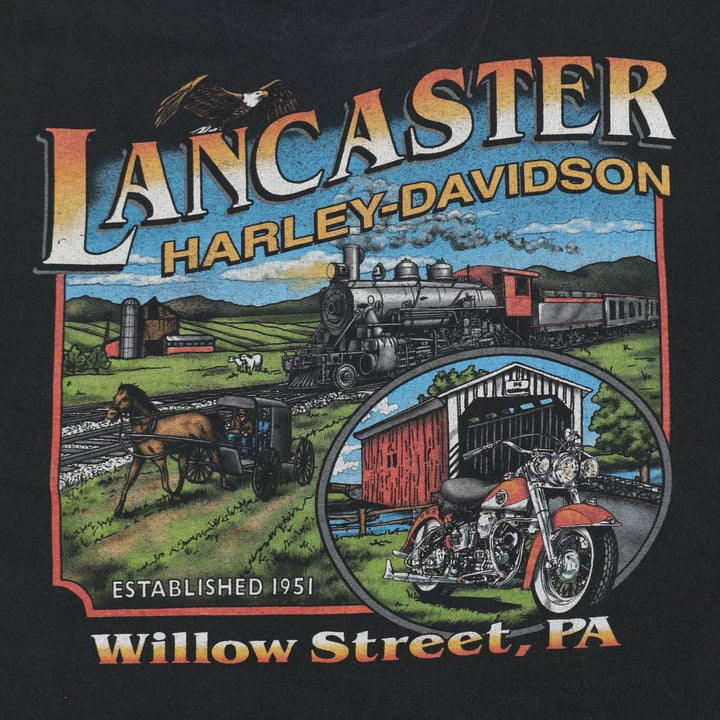 00'S Harley-Davidson Eagle Pattern Motorcycle Bike T-shirt Made in USA Men's XL cotton Charcoal Vintage Second Hand