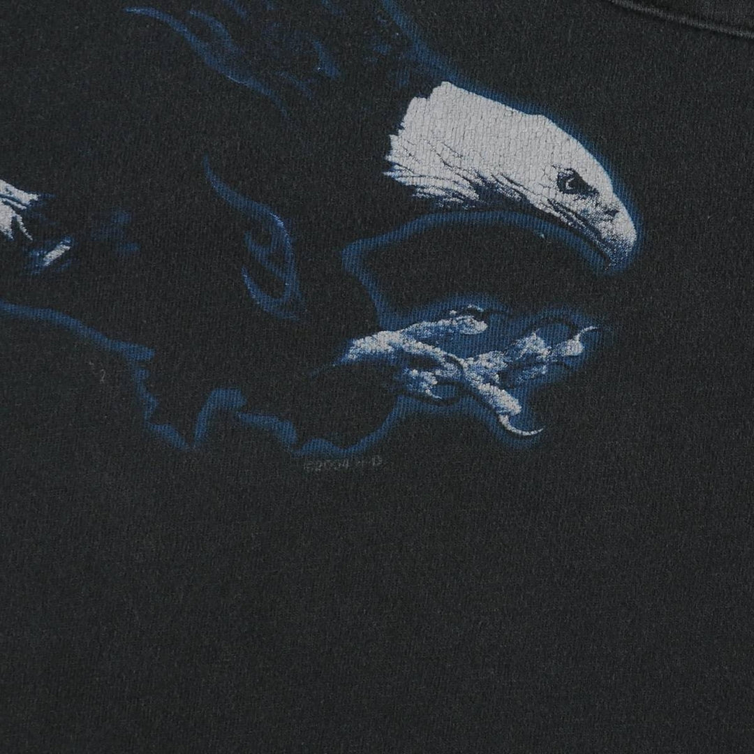 00'S Harley-Davidson Eagle Pattern Motorcycle Bike T-shirt Made in USA Men's XL cotton Charcoal Vintage Second Hand