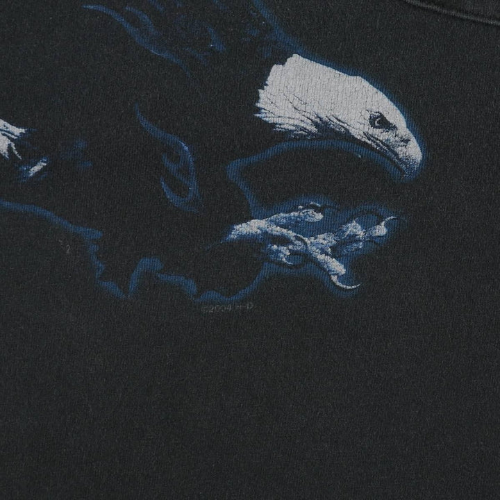 00'S Harley-Davidson Eagle Pattern Motorcycle Bike T-shirt Made in USA Men's XL cotton Charcoal Vintage Second Hand