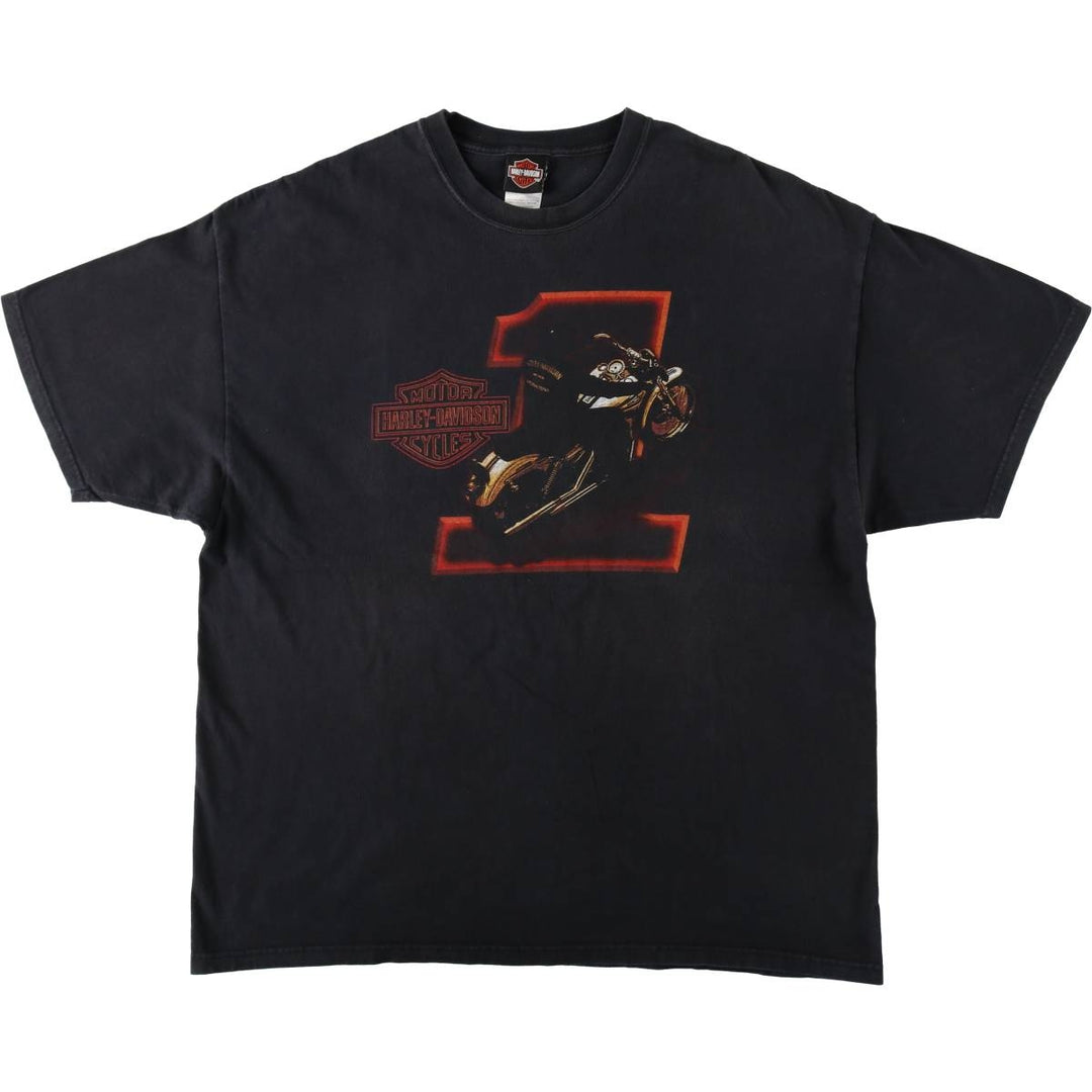 2000'S Harley-Davidson Dragon Pattern Tribal Motorcycle T-Shirt, Made in USA, Men's XXL equivalent. cotton black type Vintage Second Hand