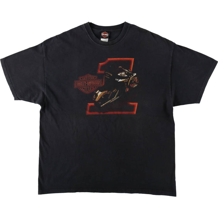 2000'S Harley-Davidson Dragon Pattern Tribal Motorcycle T-Shirt, Made in USA, Men's XXL equivalent. cotton black type Vintage Second Hand