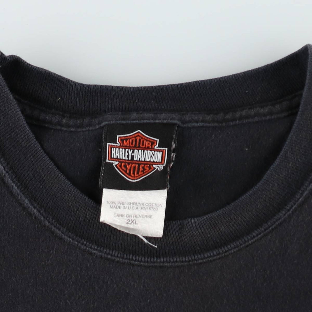 2000'S Harley-Davidson Dragon Pattern Tribal Motorcycle T-Shirt, Made in USA, Men's XXL equivalent. cotton black type Vintage Second Hand
