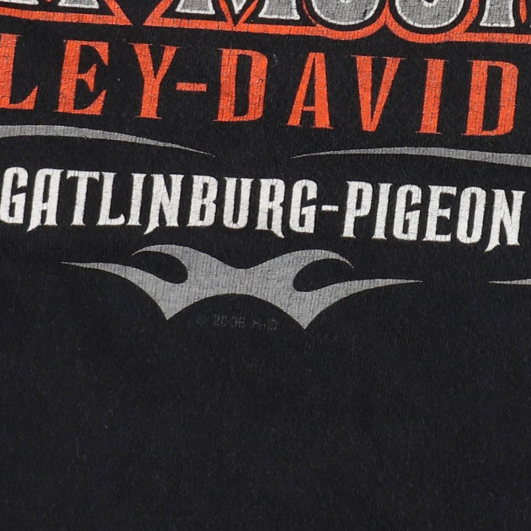 2000'S Harley-Davidson Dragon Pattern Tribal Motorcycle T-Shirt, Made in USA, Men's XXL equivalent. cotton black type Vintage Second Hand