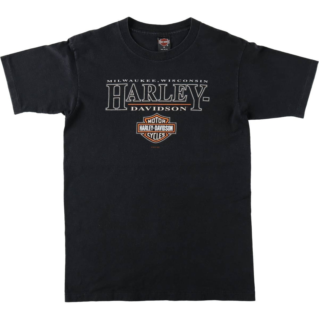 90'S Harley-Davidson Motorcycle Bike T-shirt Made in USA Men's M Vintage cotton black type Vintage Second Hand
