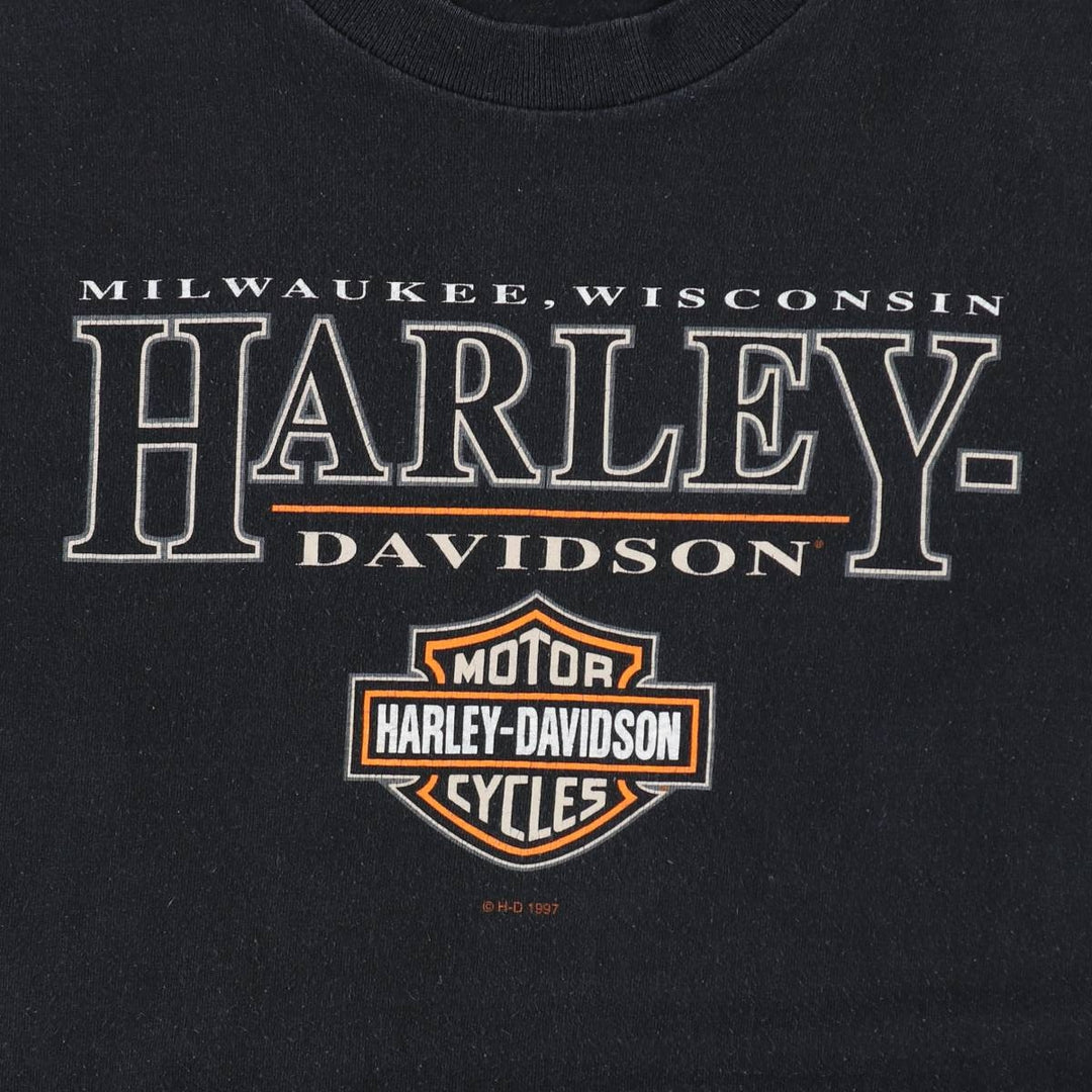 90'S Harley-Davidson Motorcycle Bike T-shirt Made in USA Men's M Vintage cotton black type Vintage Second Hand