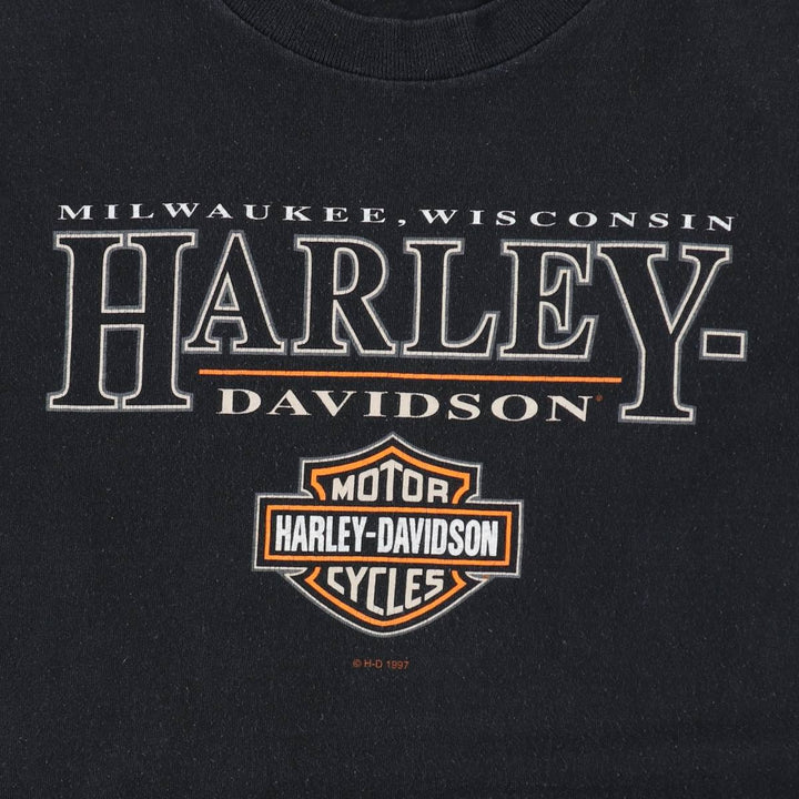 90'S Harley-Davidson Motorcycle Bike T-shirt Made in USA Men's M Vintage cotton black type Vintage Second Hand