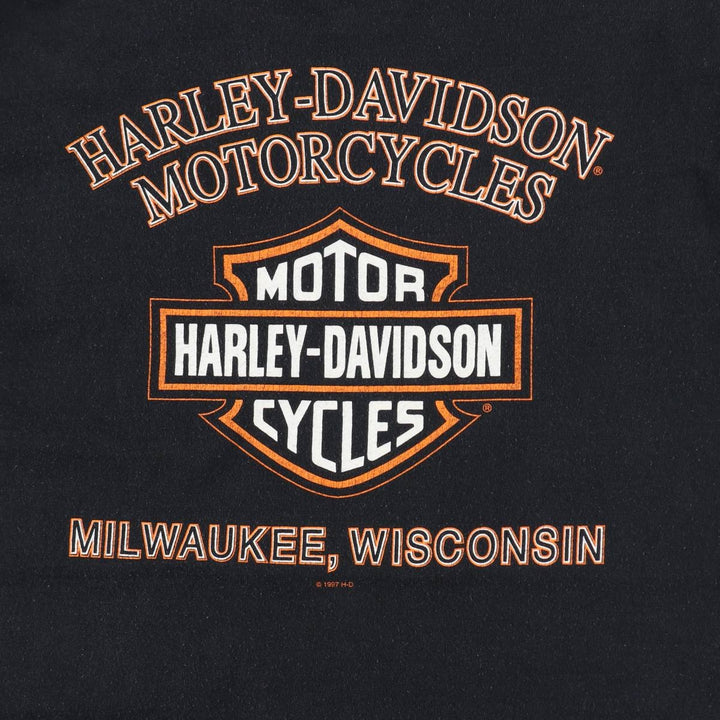 90'S Harley-Davidson Motorcycle Bike T-shirt Made in USA Men's M Vintage cotton black type Vintage Second Hand