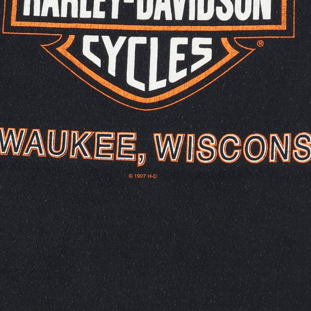 90'S Harley-Davidson Motorcycle Bike T-shirt Made in USA Men's M Vintage cotton black type Vintage Second Hand