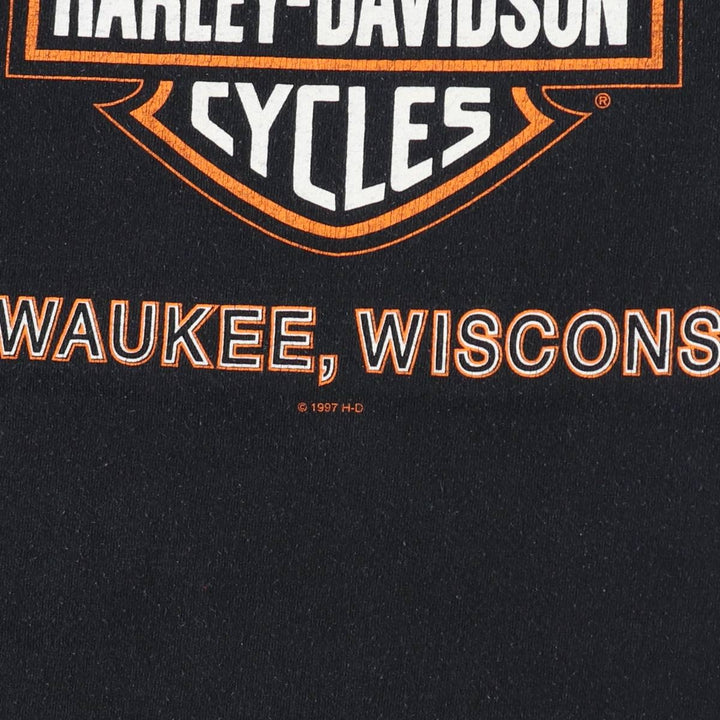 90'S Harley-Davidson Motorcycle Bike T-shirt Made in USA Men's M Vintage cotton black type Vintage Second Hand