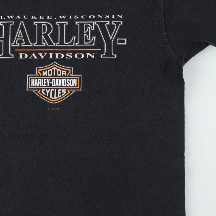 90'S Harley-Davidson Motorcycle Bike T-shirt Made in USA Men's M Vintage cotton black type Vintage Second Hand