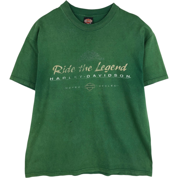 90'S Harley-Davidson Motorcycle Bike T-shirt Made in USA Men's XL Vintage cotton green type Vintage Second Hand