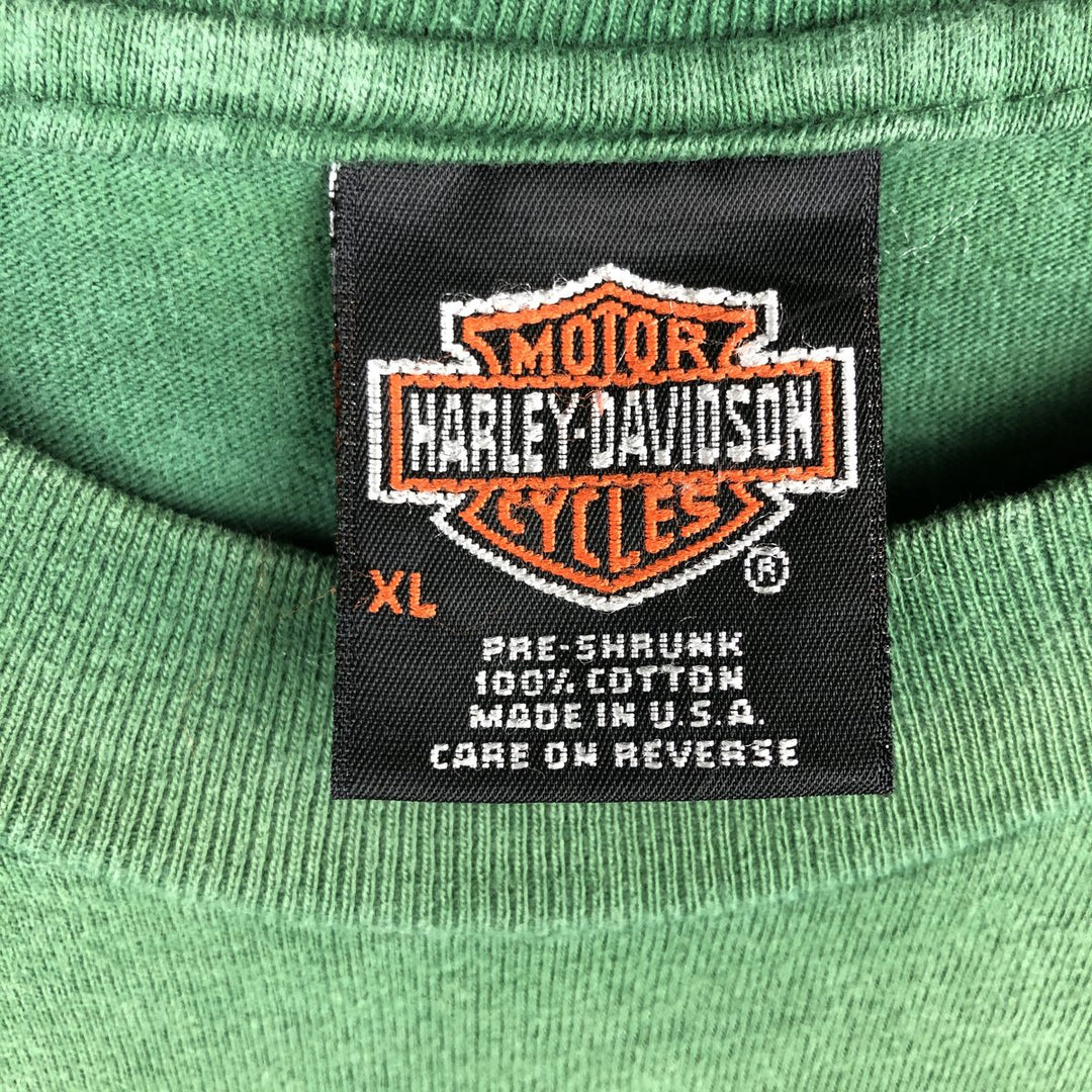 90'S Harley-Davidson Motorcycle Bike T-shirt Made in USA Men's XL Vintage cotton green type Vintage Second Hand
