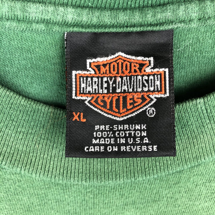 90'S Harley-Davidson Motorcycle Bike T-shirt Made in USA Men's XL Vintage cotton green type Vintage Second Hand