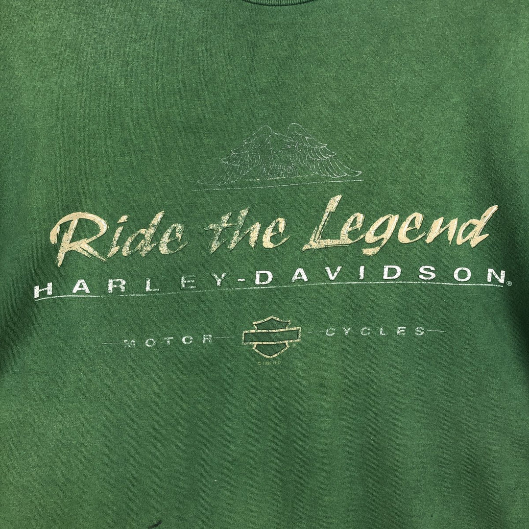 90'S Harley-Davidson Motorcycle Bike T-shirt Made in USA Men's XL Vintage cotton green type Vintage Second Hand