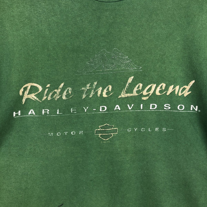 90'S Harley-Davidson Motorcycle Bike T-shirt Made in USA Men's XL Vintage cotton green type Vintage Second Hand