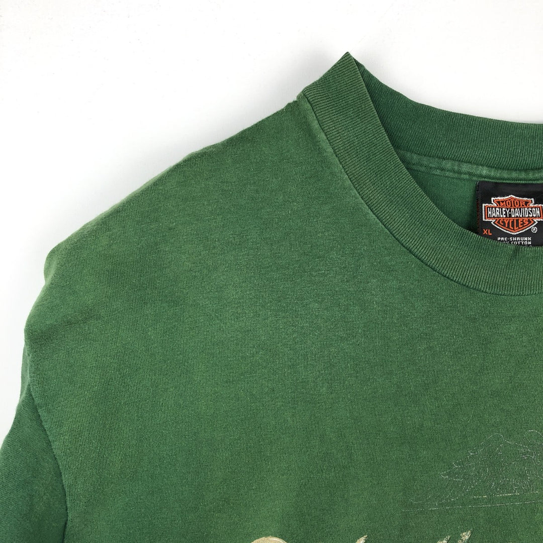 90'S Harley-Davidson Motorcycle Bike T-shirt Made in USA Men's XL Vintage cotton green type Vintage Second Hand