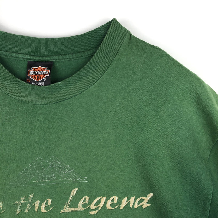 90'S Harley-Davidson Motorcycle Bike T-shirt Made in USA Men's XL Vintage cotton green type Vintage Second Hand