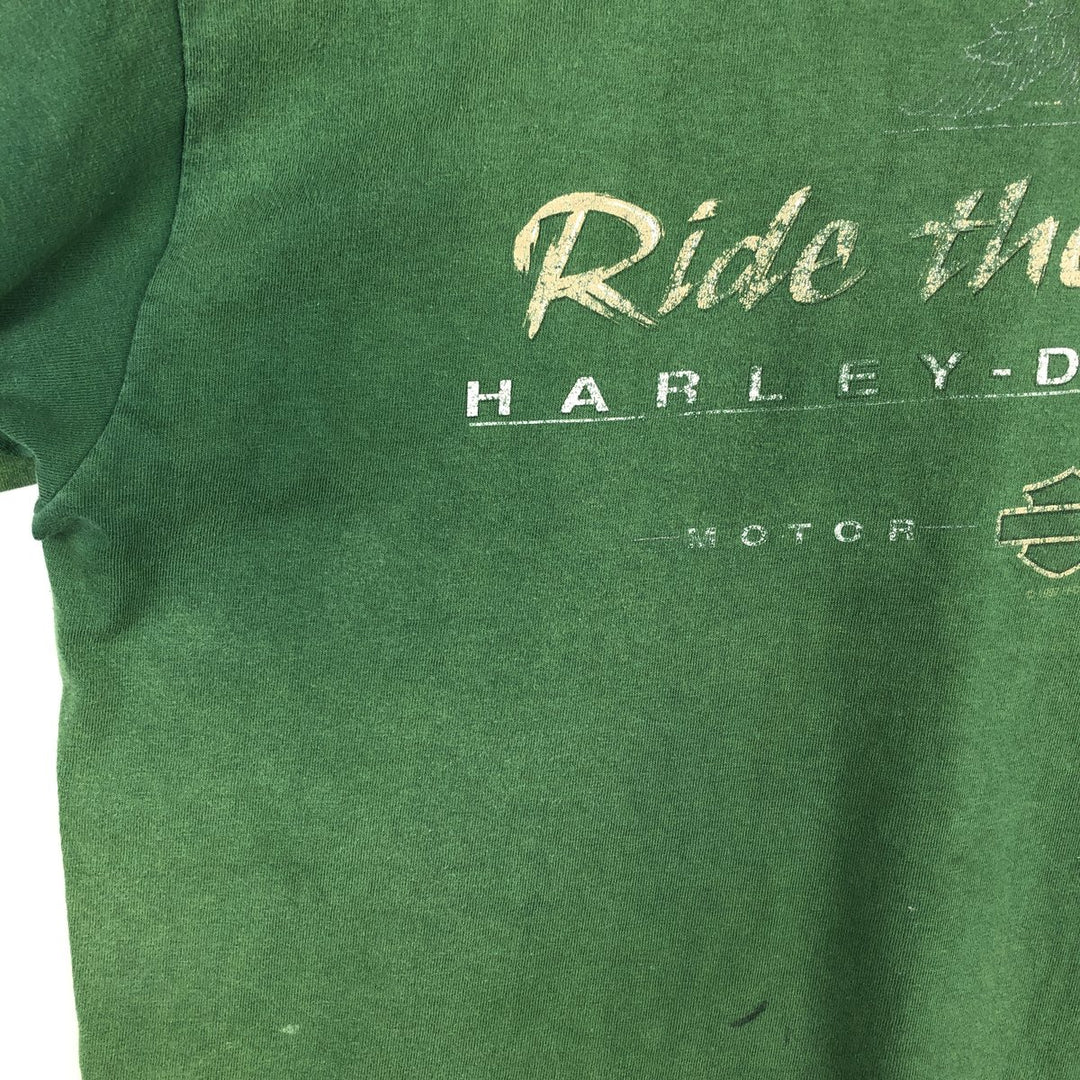 90'S Harley-Davidson Motorcycle Bike T-shirt Made in USA Men's XL Vintage cotton green type Vintage Second Hand