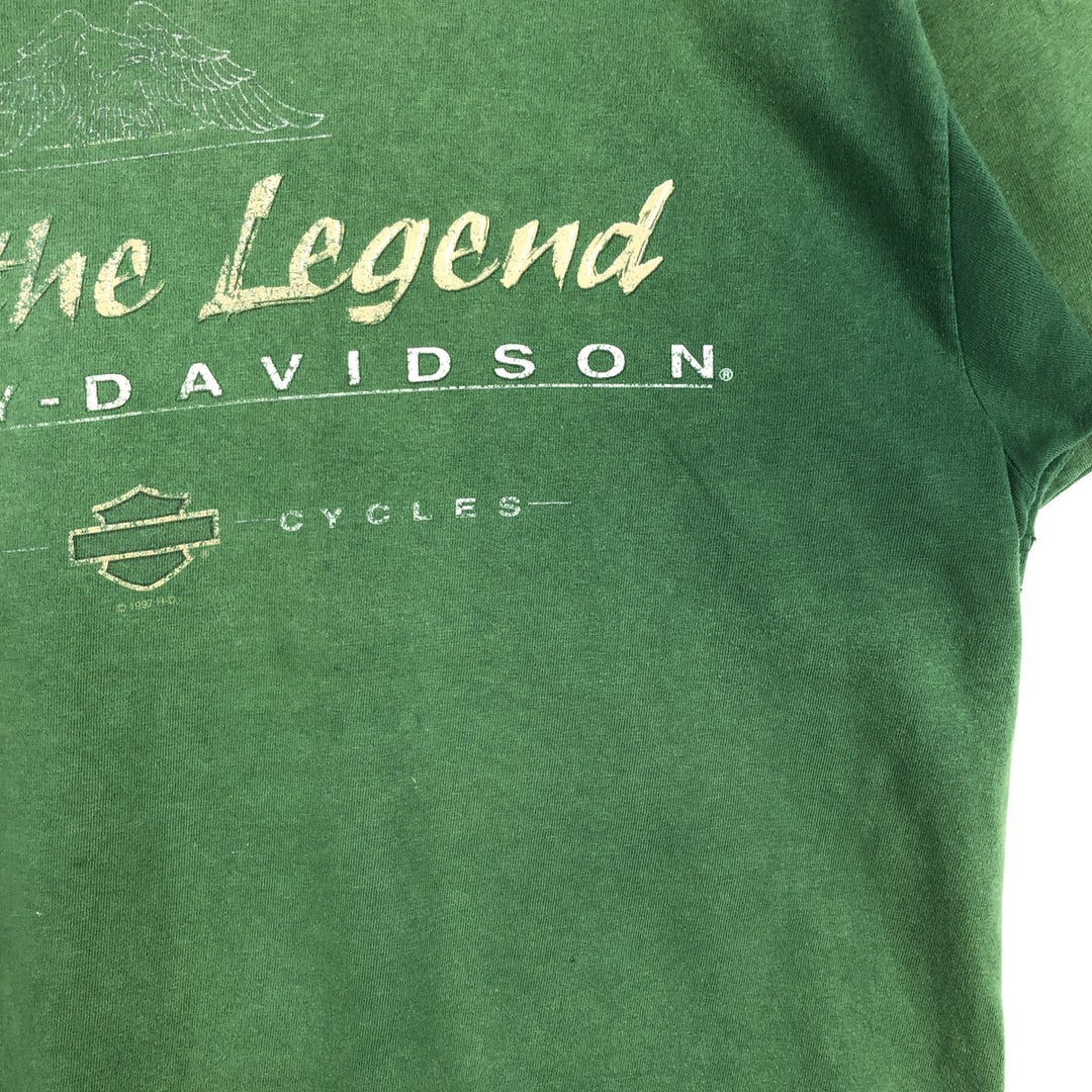 90'S Harley-Davidson Motorcycle Bike T-shirt Made in USA Men's XL Vintage cotton green type Vintage Second Hand