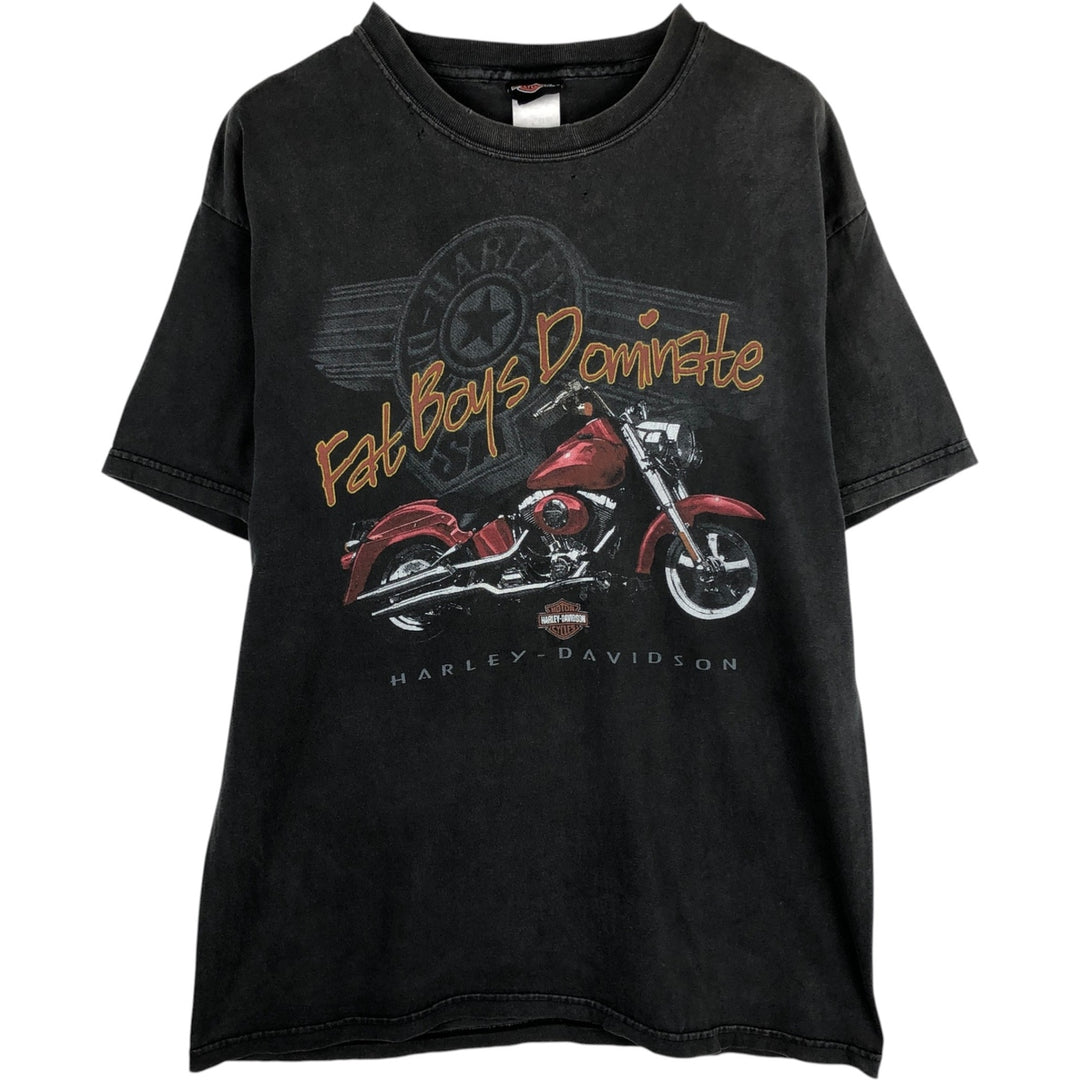 Harley-Davidson Motorcycle Bike T-shirt Made in USA Men's L size cotton gray type Vintage Second Hand