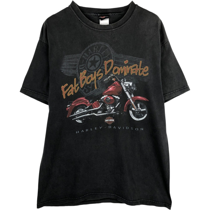 Harley-Davidson Motorcycle Bike T-shirt Made in USA Men's L size cotton gray type Vintage Second Hand