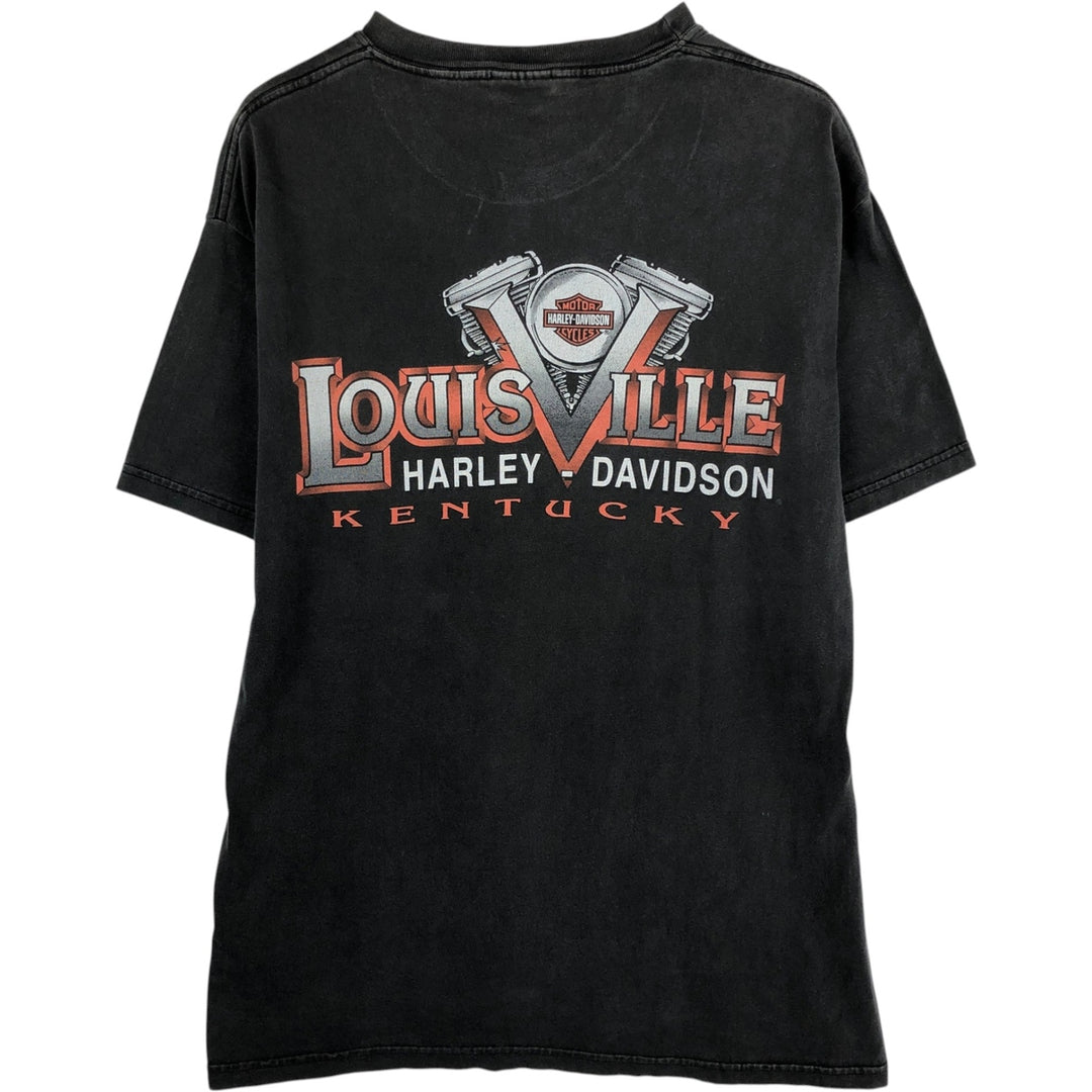 Harley-Davidson Motorcycle Bike T-shirt Made in USA Men's L size cotton gray type Vintage Second Hand