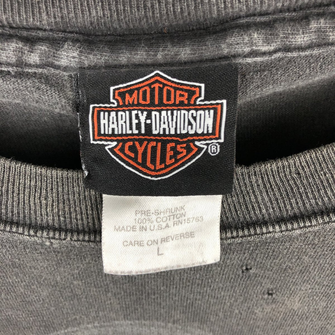 Harley-Davidson Motorcycle Bike T-shirt Made in USA Men's L size cotton gray type Vintage Second Hand