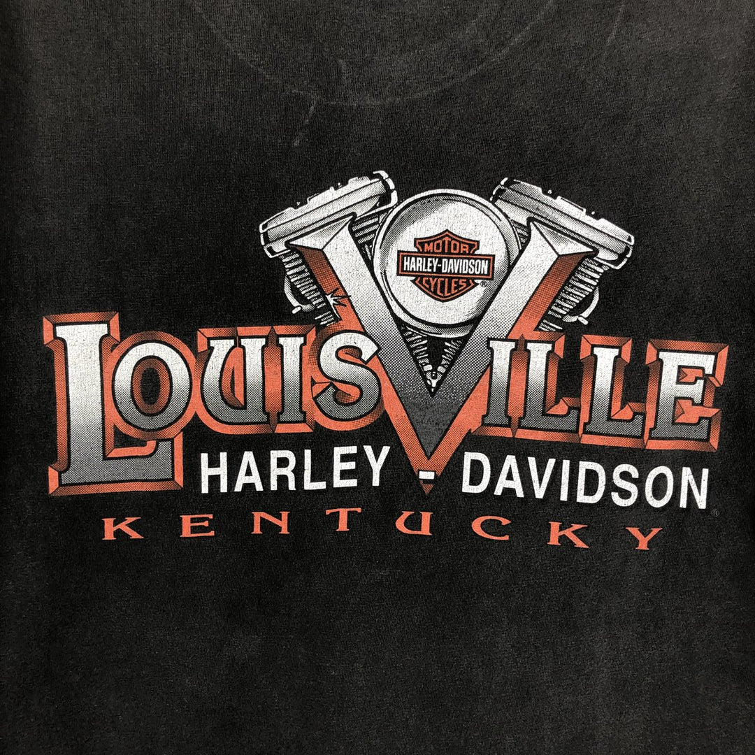 Harley-Davidson Motorcycle Bike T-shirt Made in USA Men's L size cotton gray type Vintage Second Hand