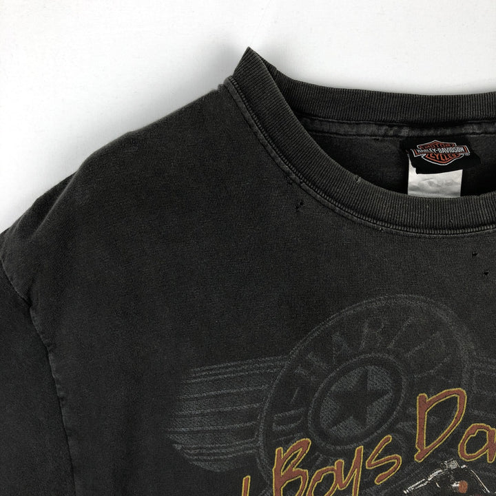 Harley-Davidson Motorcycle Bike T-shirt Made in USA Men's L size cotton gray type Vintage Second Hand