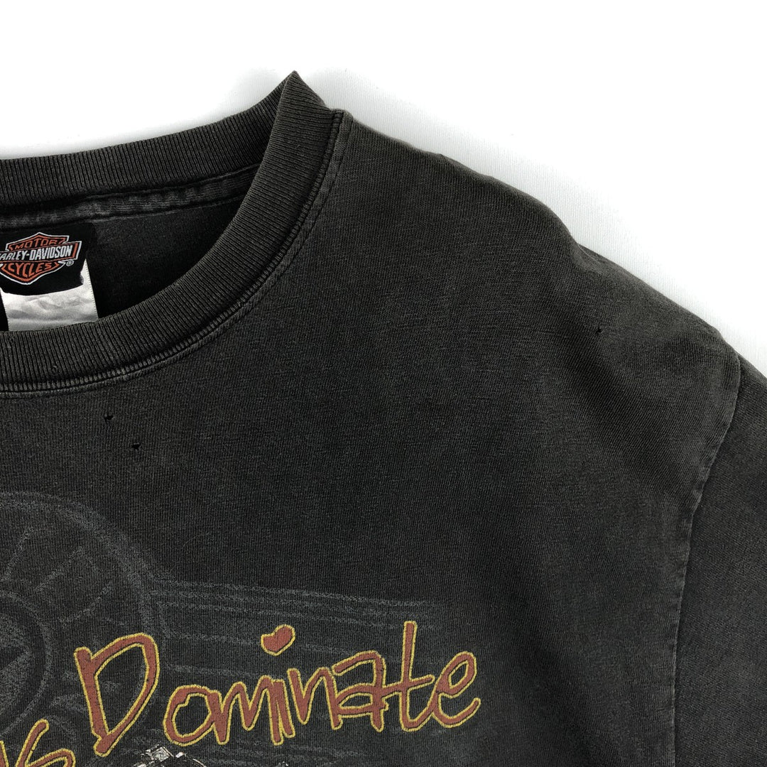 Harley-Davidson Motorcycle Bike T-shirt Made in USA Men's L size cotton gray type Vintage Second Hand