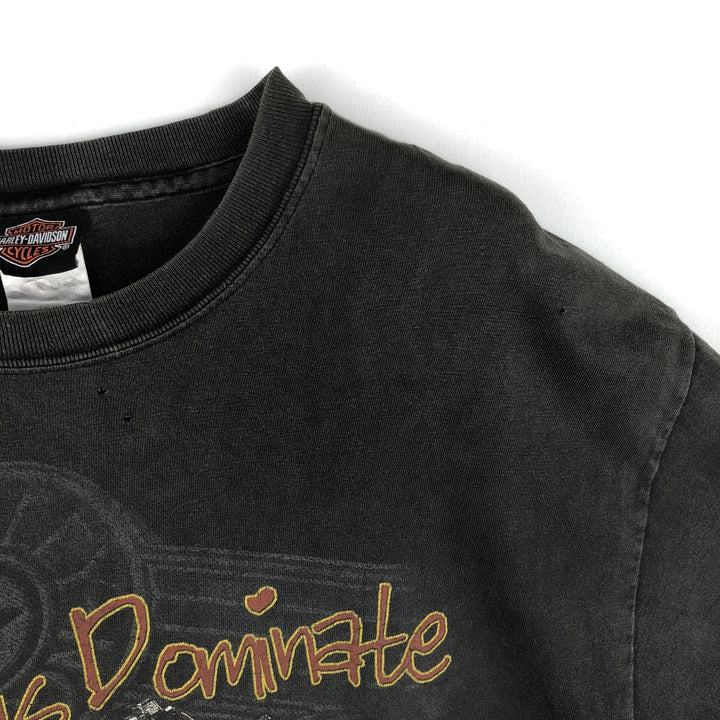 Harley-Davidson Motorcycle Bike T-shirt Made in USA Men's L size cotton gray type Vintage Second Hand